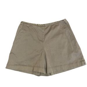 Ann Taylor Stretch 4 Khaki shorts flat front with side zipper / button